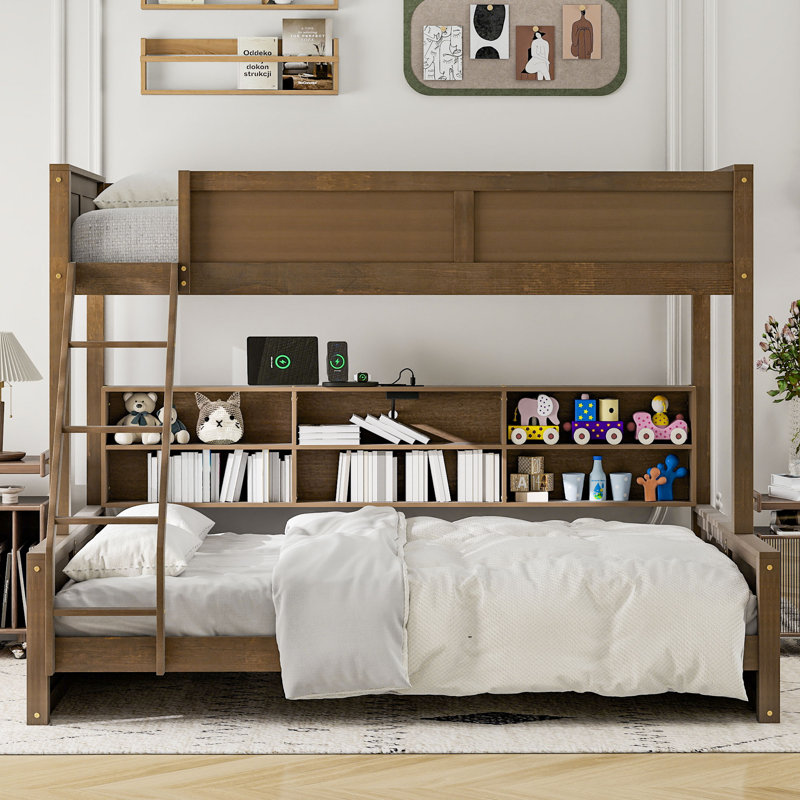 Bunk Bed With Storage, Twin XL Over Queen, Wood