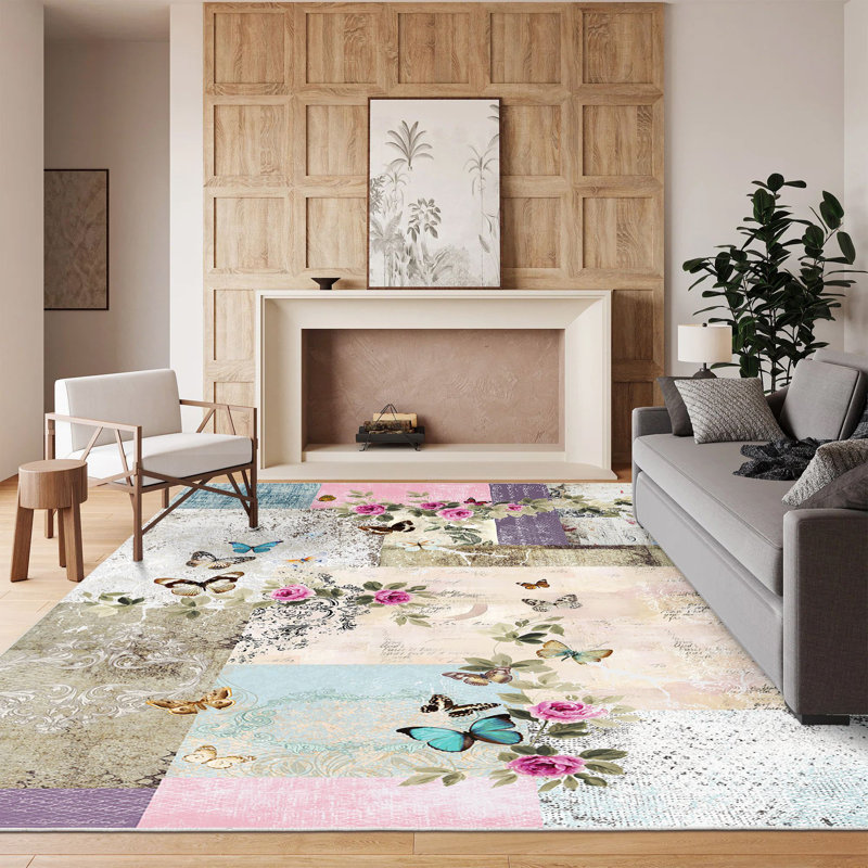 Luxurious Woven Carpet, 2.6 x 4.0 ft | 100% Polyester, 650 g/m², 8 mm Pile Height | Antibacterial, Non-Slip Underside | Machine Washable & Easy Care | Perfect for Home Decor, Living Room & Bedroom