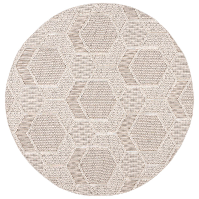 Delvallo Performance Geometric Rug, Round 6'7"