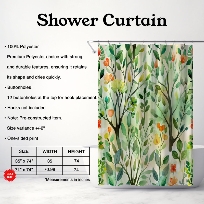 Spring Streak - Rideau de douche Premium, H 74 po x l 71 po