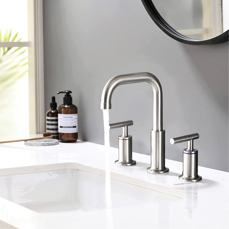 8 In. Bathroom Faucet Brushed Nickel - Solid Brass, 360 Swivel, 1.5 Gpm Flow Rate, Splash Spout, Pop Up Drain Ceramic Disc Valves, Dense Water Foam,