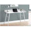 Bureau d'ordinateur, bureau personnel, ordinateur portable, tablettes de rangement, l 48 po, travail, stratifié blanc, métal blanc, contemporain, moderne-1813566042