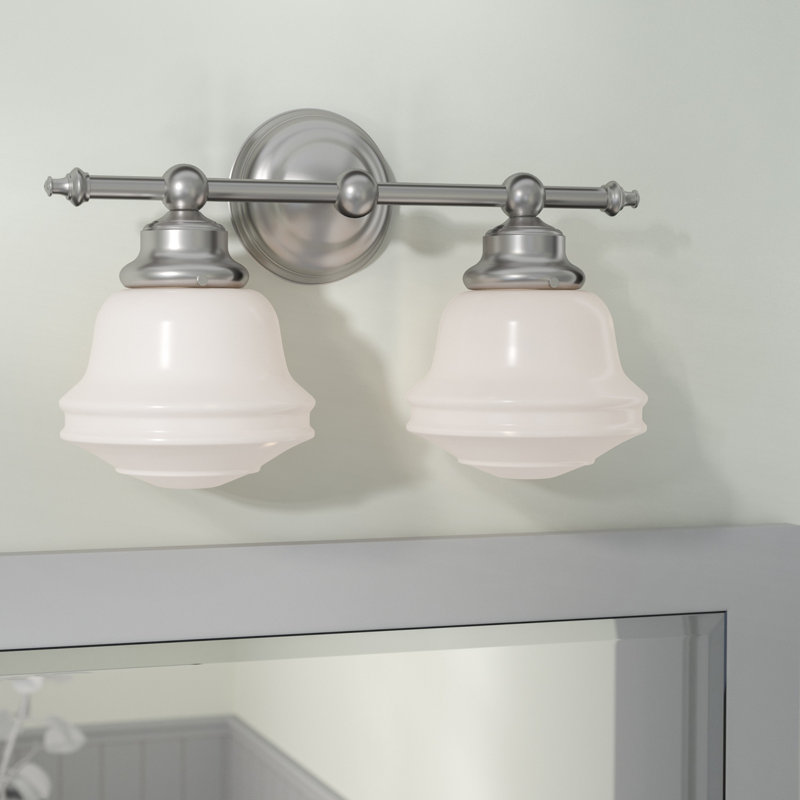 Éclairage pour meuble-lavabo à intensité variable Margaree, Nickel satiné, H 10,5 po x l 6,75 po x P 6,75 po, Deux lumières
