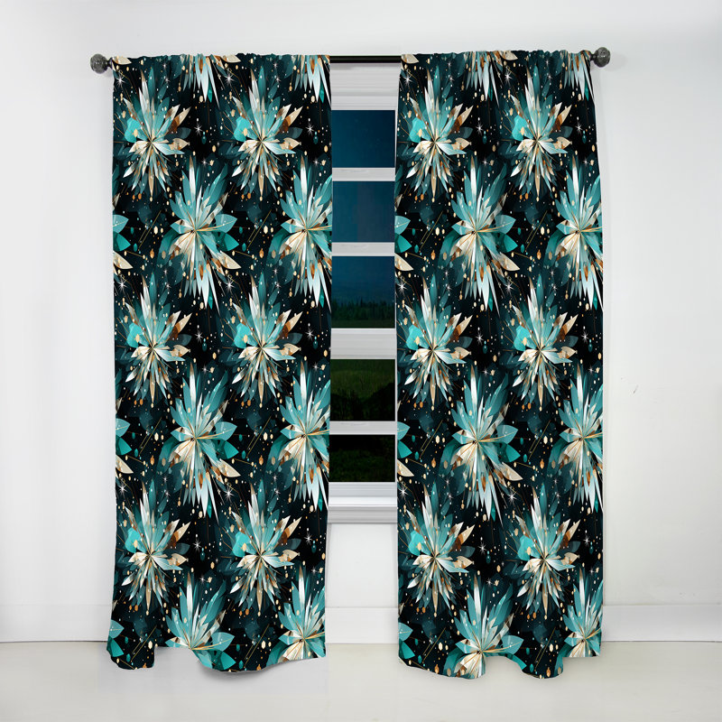 Crystal Diamond Flowers Glamour Dream I - Glam Velvet Curtain - Room Darkening - 1 Panel, 52" W x 84" L