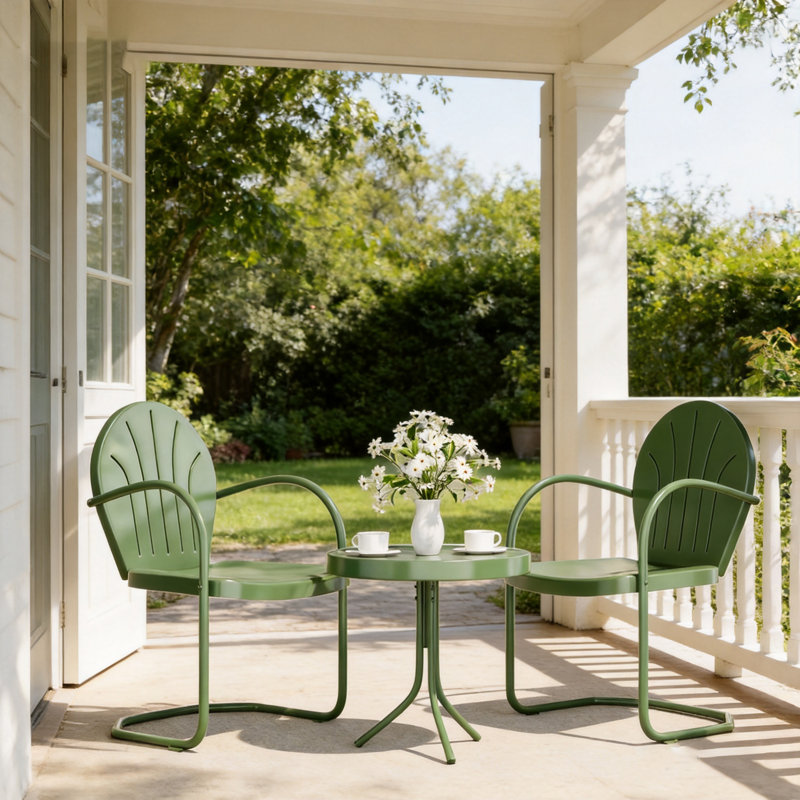 3-Piece Outdoor Bistro Set,Two-Person Patio Dining Set, Green