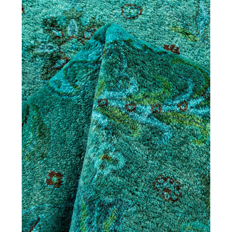 Overdyed One-of-a-Kind 2' 7" X 12' 2" Hand Knotted Area Rug