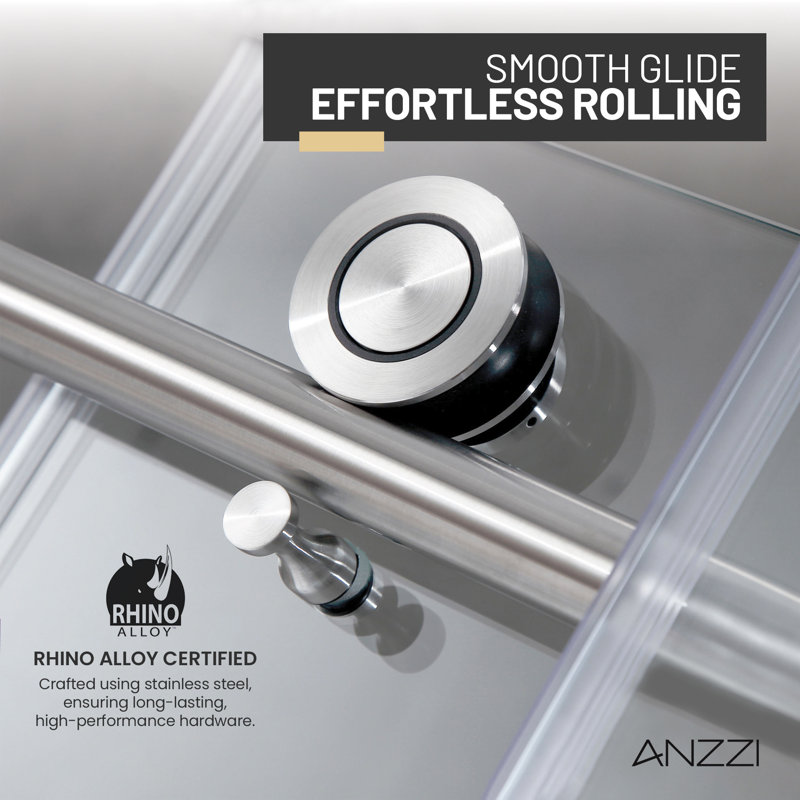 Madam Series 76 In. X 50-54 In. Frameless Sliding Shower Door In Brushed Nickel With 3/8" (10Mm) Tempered Clear Glass