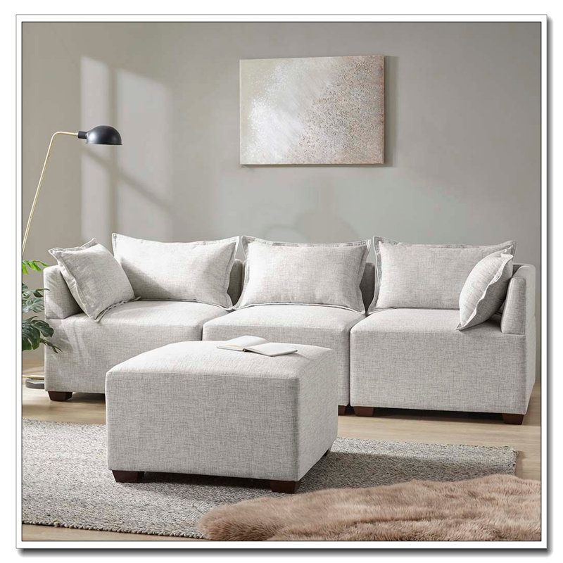 Modern Modular Ottoman with Performance Fabric
