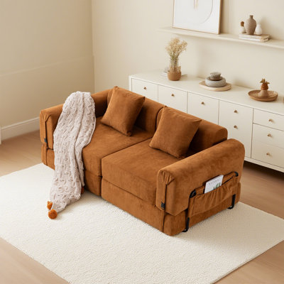 70" Convertible Sleeper Bed, Compression Sectional Couch for Living Room