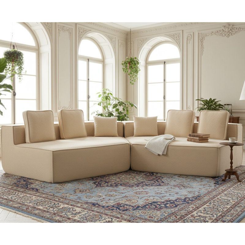 Canapés modulaires modernes moelleux, tissu surdimensionné en peluche, canapé familial douillet
