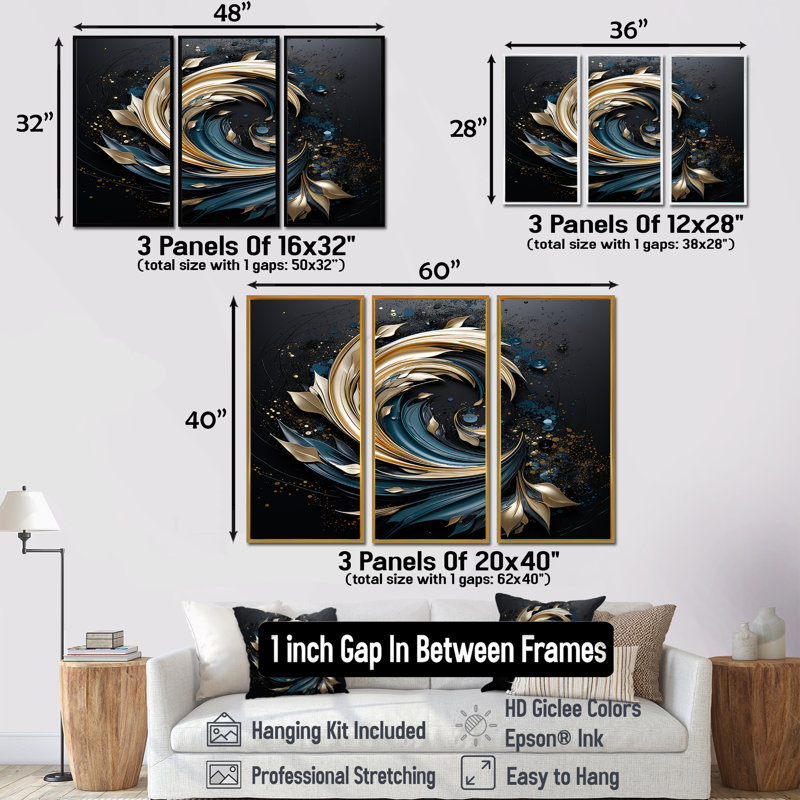 Ensemble d'art mural Rawles - Botanicals, H 40 po x l 60 po x P 1 po, Cadre flottant brun