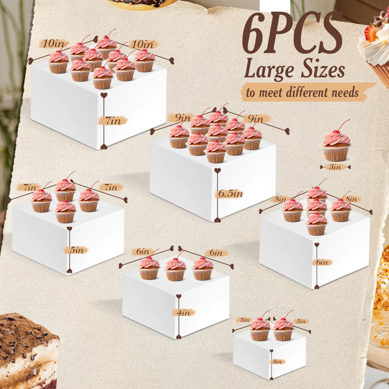 Ensemble de 6 présentoirs à buffet, grands présentoirs pour buffet et desserts