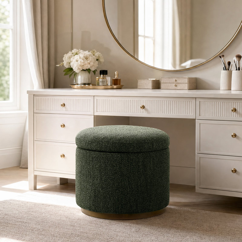 Repose-pieds rond 19,9 po avec rangement, Vert