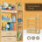 46.5"H x 33.1"W x 11"D Multilevel Solid Wood Bookcase Storage Open Bookshelf with Divider and Drawers