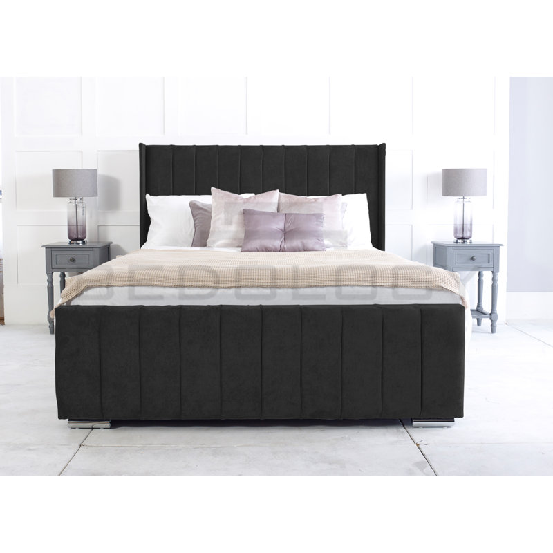 Anhat Upholstered Storage Bed, Black, Superking (180 x 200 cm)