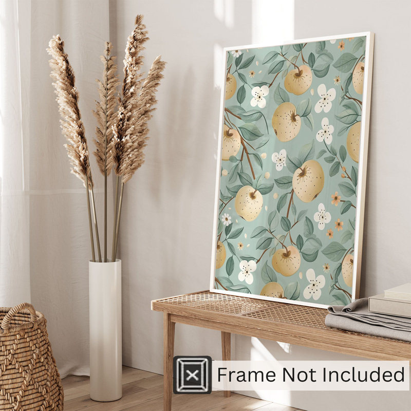 «Food and Kitchen Apples Pattern III», reproduction d'art moderne sans cadre, H 16 po x l 12 po