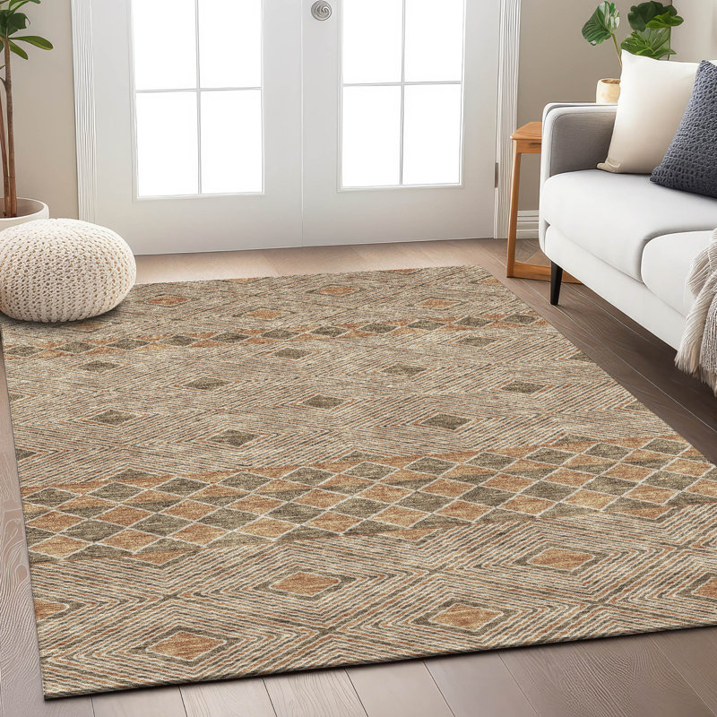 Malek Washable Geometric Indoor / Outdoor Rug, Rectangle 2'6" x 3'10"