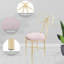 Pink Velvet Dining Chair Dressing Stool Sturdy Makeup Vanity Chair For Bedroom Living Room-2102648187