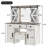 43.3" Farmhouse Makeup Vanity Desk With Lighted Mirror, Vanity Table Set With Storage Stool And Charging Station, Dressing Table With Sliding Barn Door Hidden Shelves & 3 Drawers & 4 Cabinets, Beige