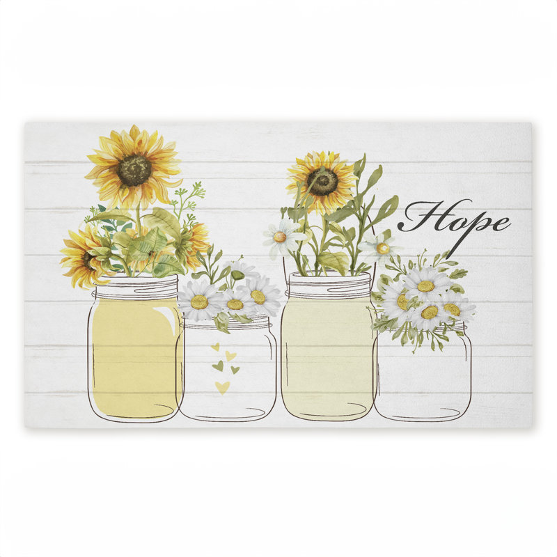 Tapis de porte d'extérieur imprimé Hope par Country Sunflowers, par Kim Allen, 18 po x 30 po