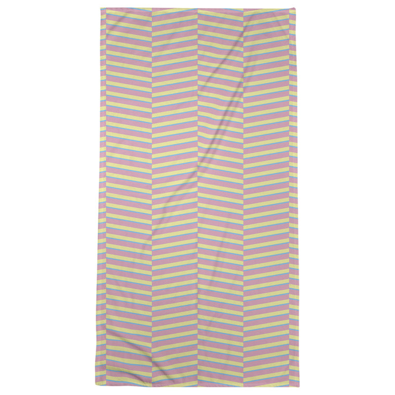 Fractured Stripes Beach Towel, Yellow/Blue/Pink