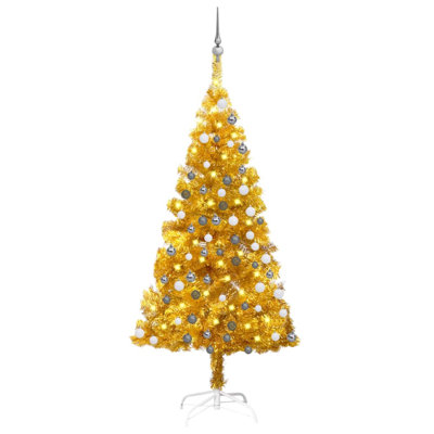 Arbre de Noël artificiel illuminé avec ensemble de décoration de fête en PVC