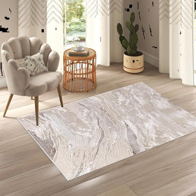 Abstract Flatweave Shag Area Rug