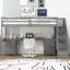 Structure de lit mezzanine simple avec bureau intégré et tiroirs de rangement doubles-533827484