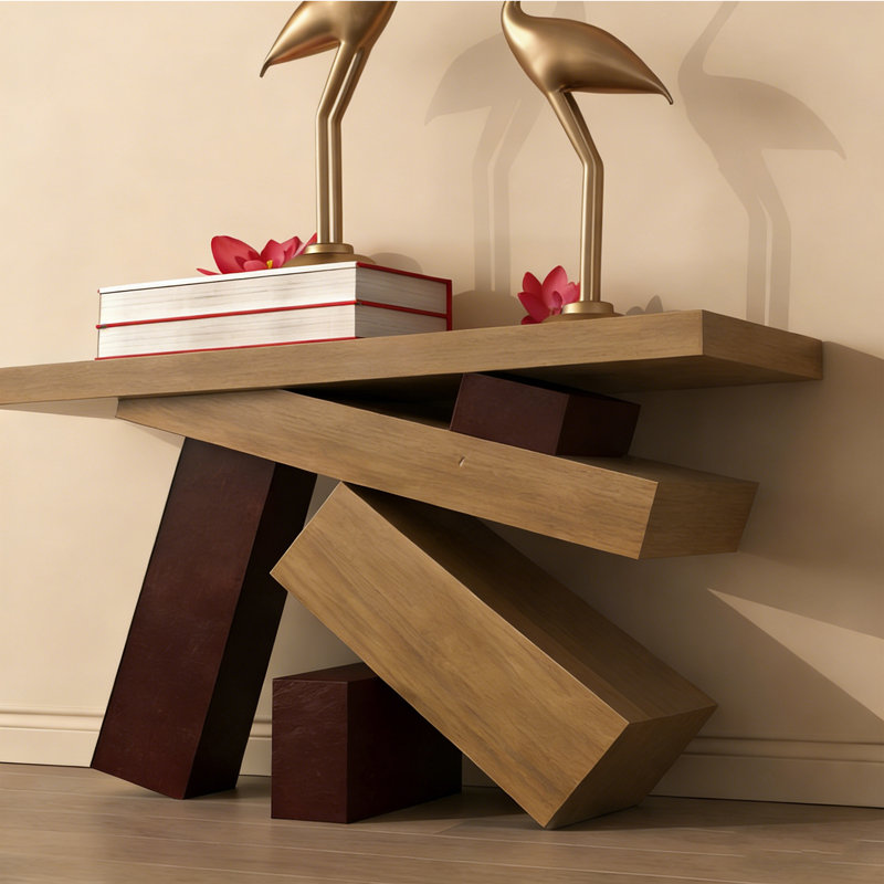 Console en bois massif de style américain, Brun / brun rougeâtre, H 31,5 po x l 78,7 po x P 17,7 po