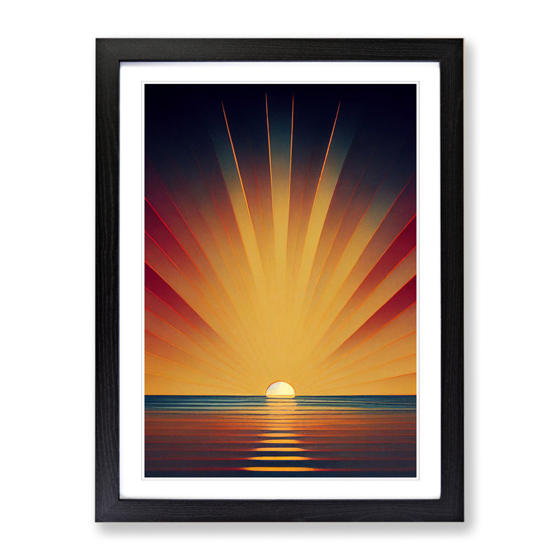 FRM-V0523-67X An Deco Sunrise Vol.4 - Single Picture Frame Print, 64cm H x 46cm W x 2cm D, Black Framed