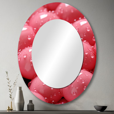 Miroir mural ovale rose bonbon et champagne
