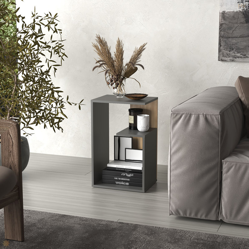 Table basse haute, Blanc/naturel