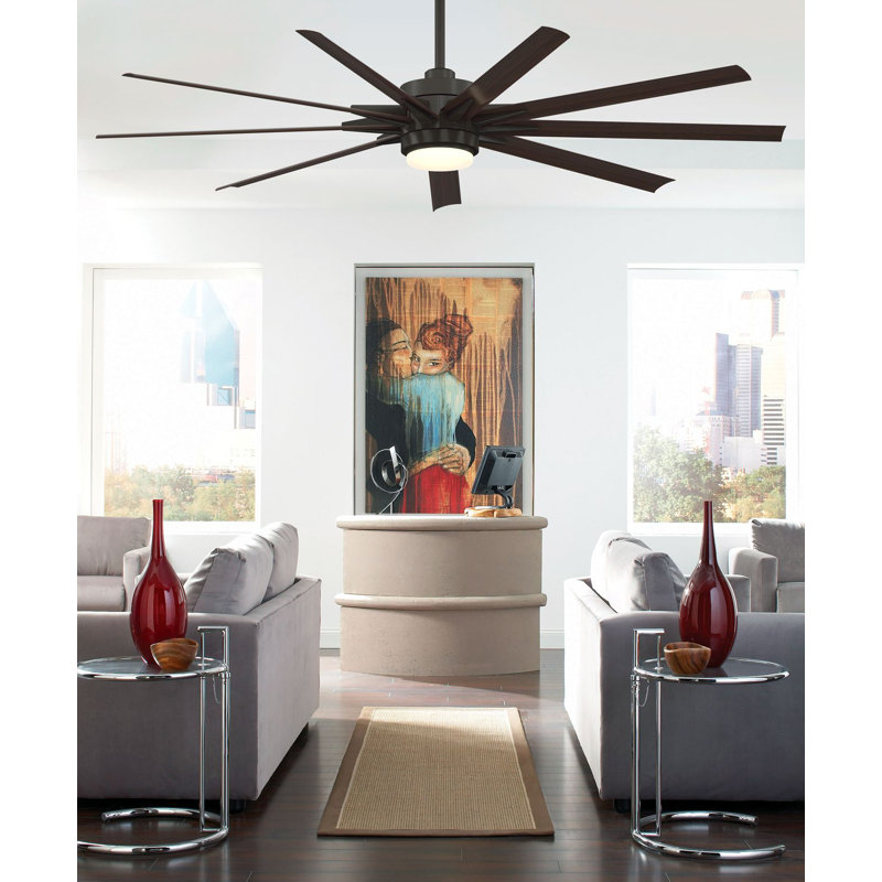 Odyn Indoor/Outdoor Custom Ceiling Fan DC Motor- Matte Greige with LED Light Kit, Matte Greige