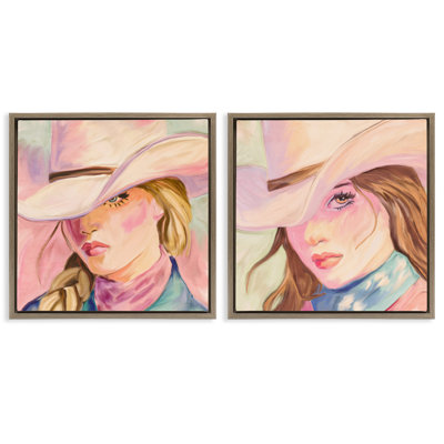 Ensemble de cadres flottants 2 pièces Pastel Cowgirls Gazing, design par Kim Allen
