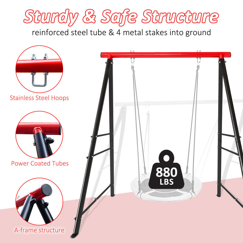 Red and Black Metal Indoor/Outdoor Swing Frame