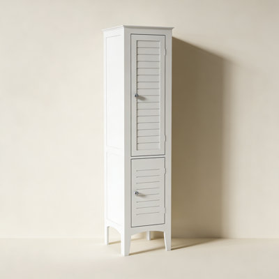 Grande armoire de rangement à tour étroite avec 2 portes à volets et 5 tablettes à niveaux pour la salle de bain et la cuisine