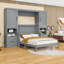 Lit escamotable en bois avec placard, tiroirs et tablettes-700415572