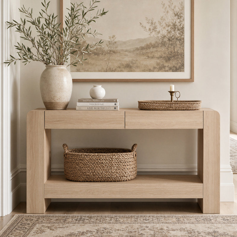 Console 63 po Nero, Chêne naturel