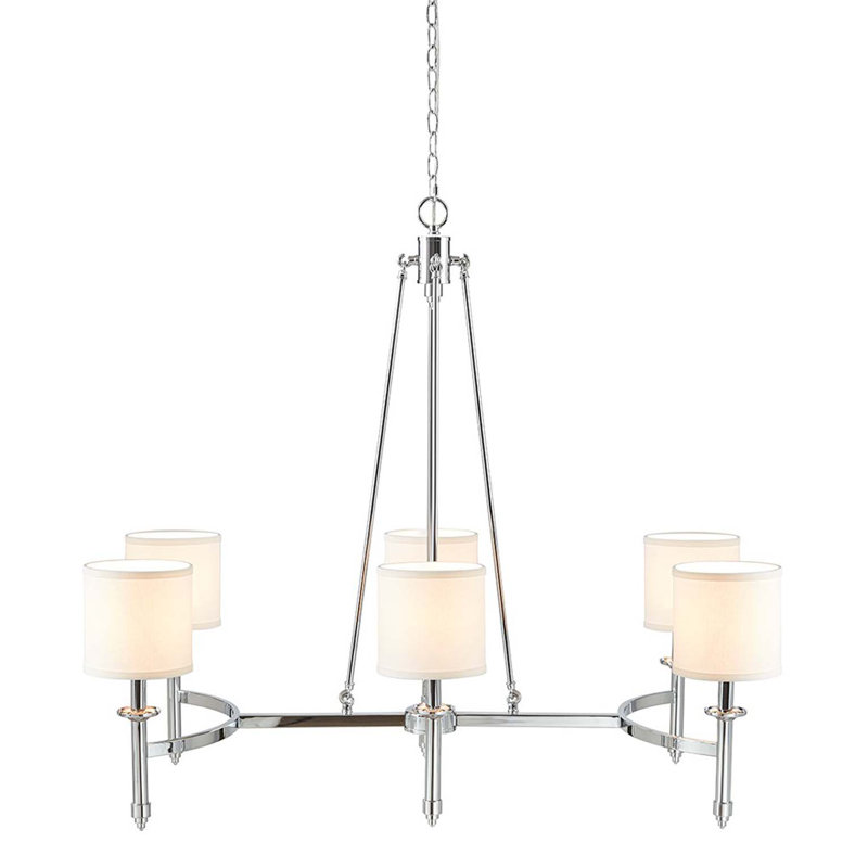 6-light Chandelier with Fabric Drum Shades Chrome See below, Chrome
