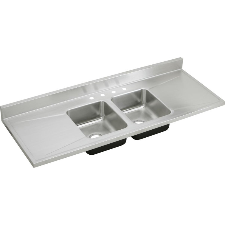 Lustertone 66" L x 25" W Double Basin Drop-In Kitchen Sink