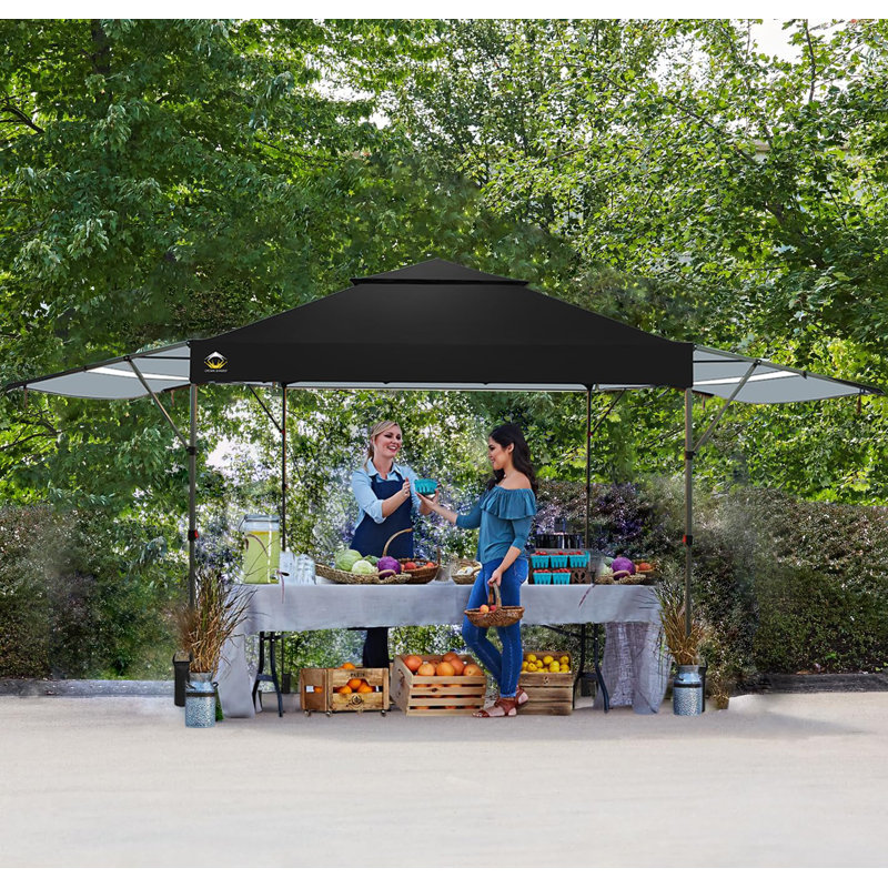 CROWN SHADES 10x10 Pop up Canopy Tent Patended Centerlock Instant Commercial Canopy with 150D Silver Coated Fabric Including 2 Extend Awnings, 4 Ropes, 8 Stakes, 4 Weight Bags, STO 'N Go Bag