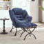 Fauteuil Lazy avec repose-pieds - Poche latérale - Bleu marine-872099593
