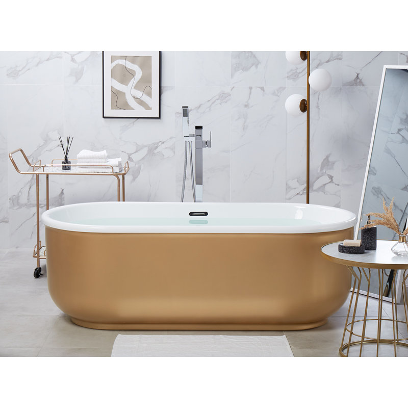 Jebediah 1700mm x 800mm Soaking Acrylic Bathtub, Gold