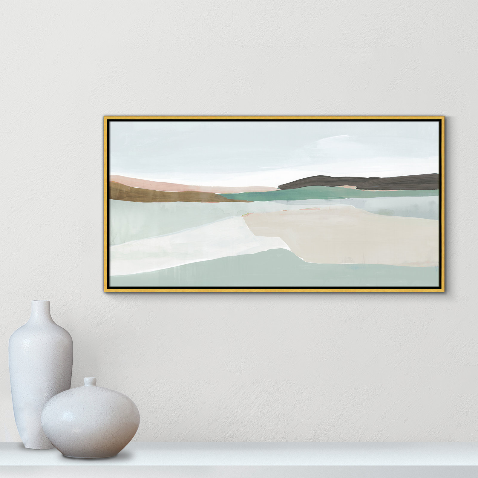 Ali "Sole of the Land I" Painting, 21.5" H x 41.5" W, Gold
