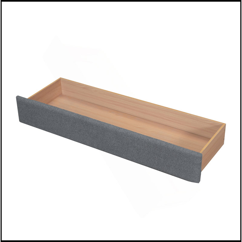 Grand lit plateforme tapissier Teddy, Gris