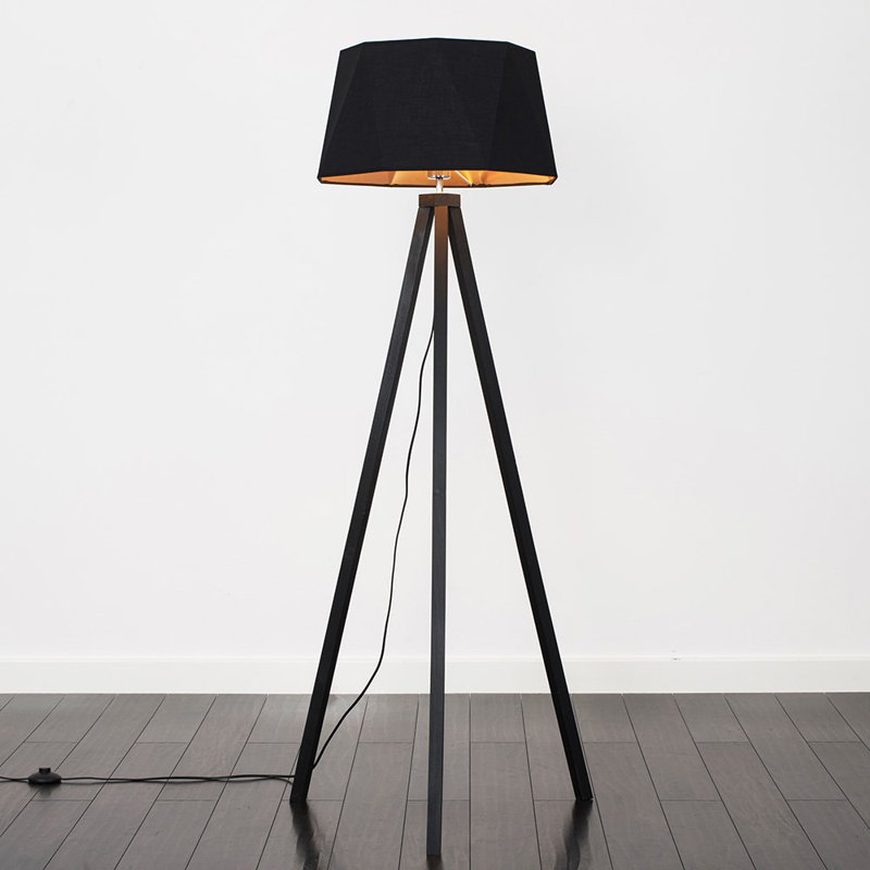 Mejias 150cm Tripod Floor Lamp, Black, No, Black