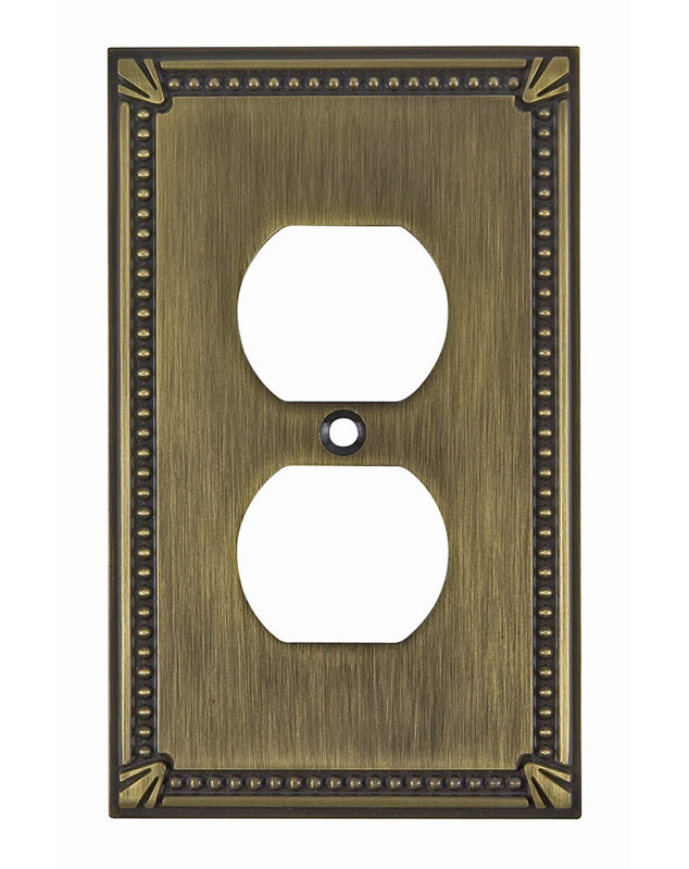 Receptacle 1-Gang Duplex Outlet Wall Plate, Antique English