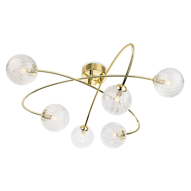 Glass Flush Mount, Brass, 6