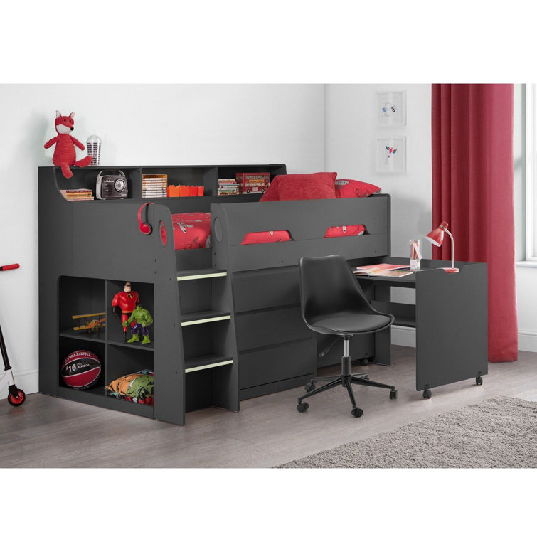Mack + Milo Binne Single (3') 3 Drawer Bed Frames Mid Sleeper Loft Bed ...