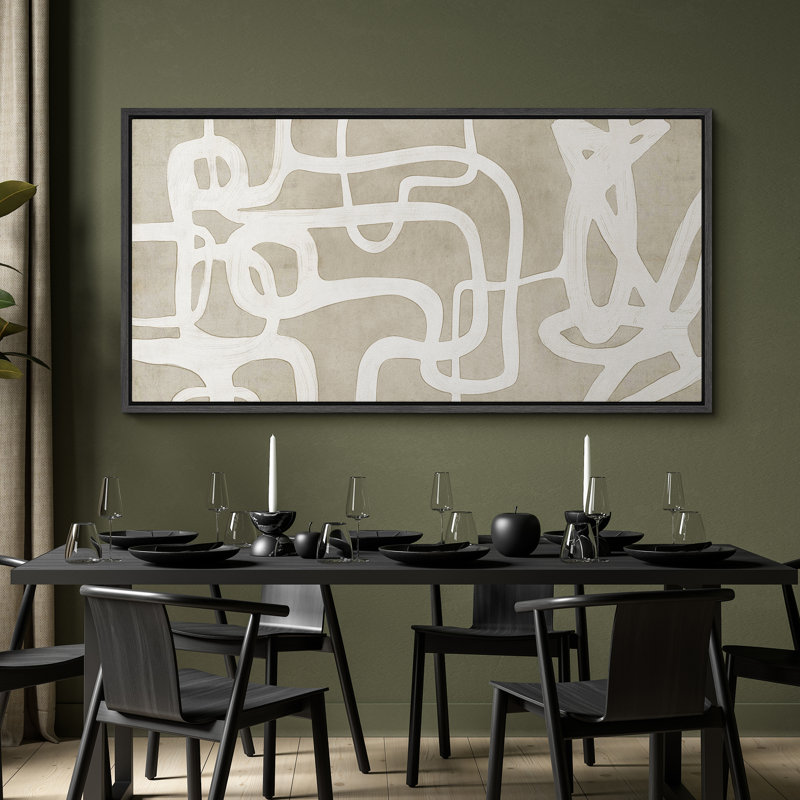 Art moderne moderne géométrique abstrait, H 30 po x l 60 po, Black